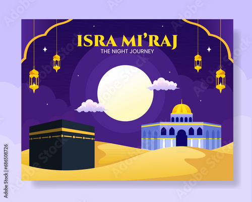 Isra Mi'raj Photocall Cartoon Hand Drawn Templates Background Illustration