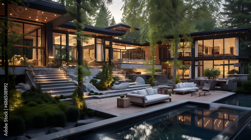 Beautiful home with amazing backyard. generative ai.