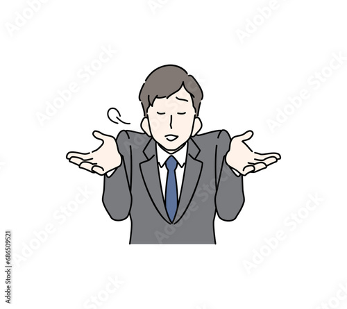 やれやれのポーズをするビジネスマンのイラスト