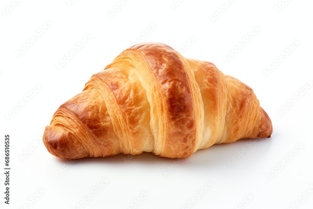 A single croissant isolated on white background