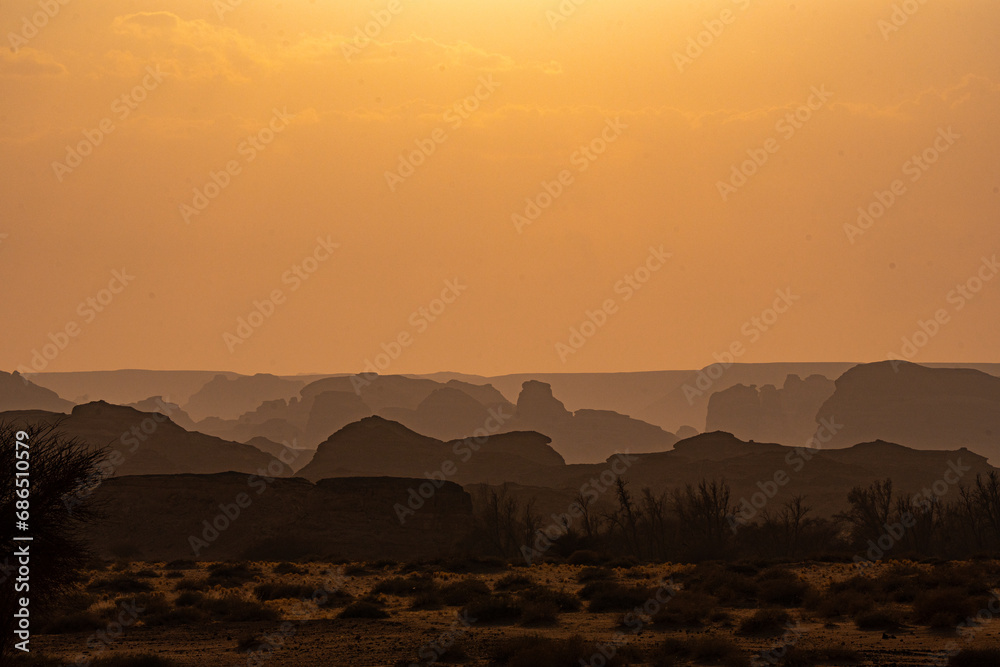 Obraz premium Hegra Alula in Saudi Arabia on Summer time. and Alula culture.