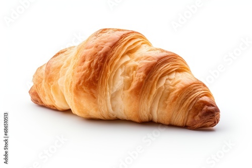 A single croissant isolated on white background