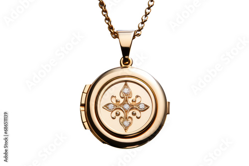Tailored Keepsake: Adorning Your Neckline with a Modern Luxury Locket Isolated on Transparent Background