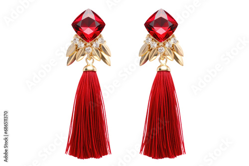 Elegant Cascade: Elevating Elegance with Modern Luxury Shoulder Duster Earrings Isolated on Transparent Background