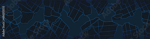 Background map, streets. Widescreen proportion, digital design street map. Skyline urban panorama. Cartography illustration. Abstract transportation background, street map. Vector