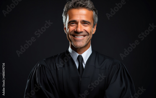 Happy smiling Lawyer with suit in black background