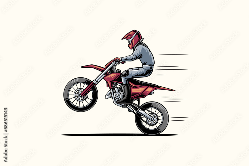 motocross vector illustration with standing pose for sport team and league