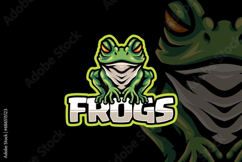 green frog mascot logo design with amphibian animal wild frog for esports gaming team