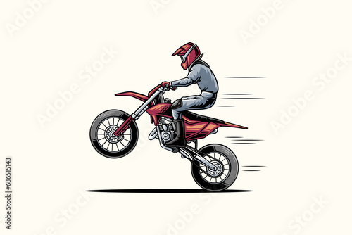 motocross vector illustration with standing pose for sport team and league