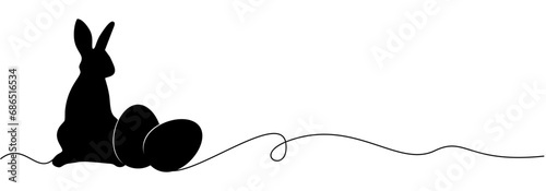 easter rabbit eggs line art silhouette