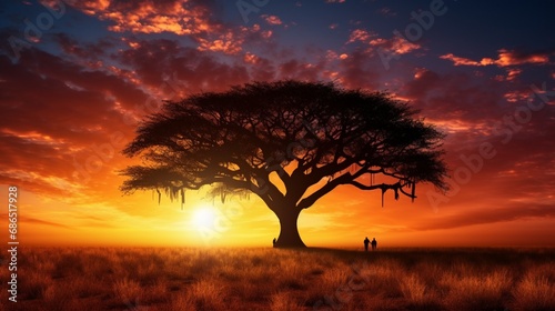 sunset in Africa with a silhouette