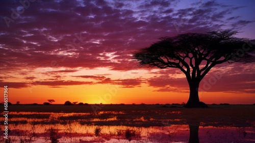 sunset in Africa with a silhouette