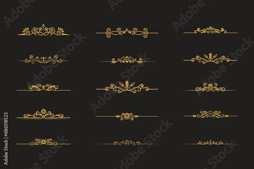 Golden Vintage Ornament.Golden Border ornament. Golden Crown Ornament .Suitable for wedding invitation card.