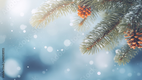 Magical christmas tree blur background, elegant festive decor.Created with Generative AI technology.