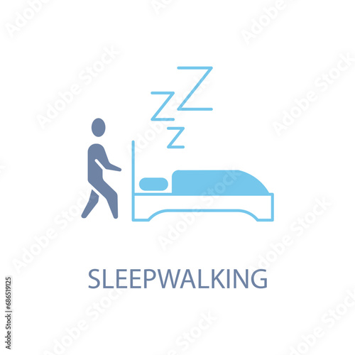 sleepwalking concept line icon. Simple element illustration. sleepwalking concept outline symbol design.