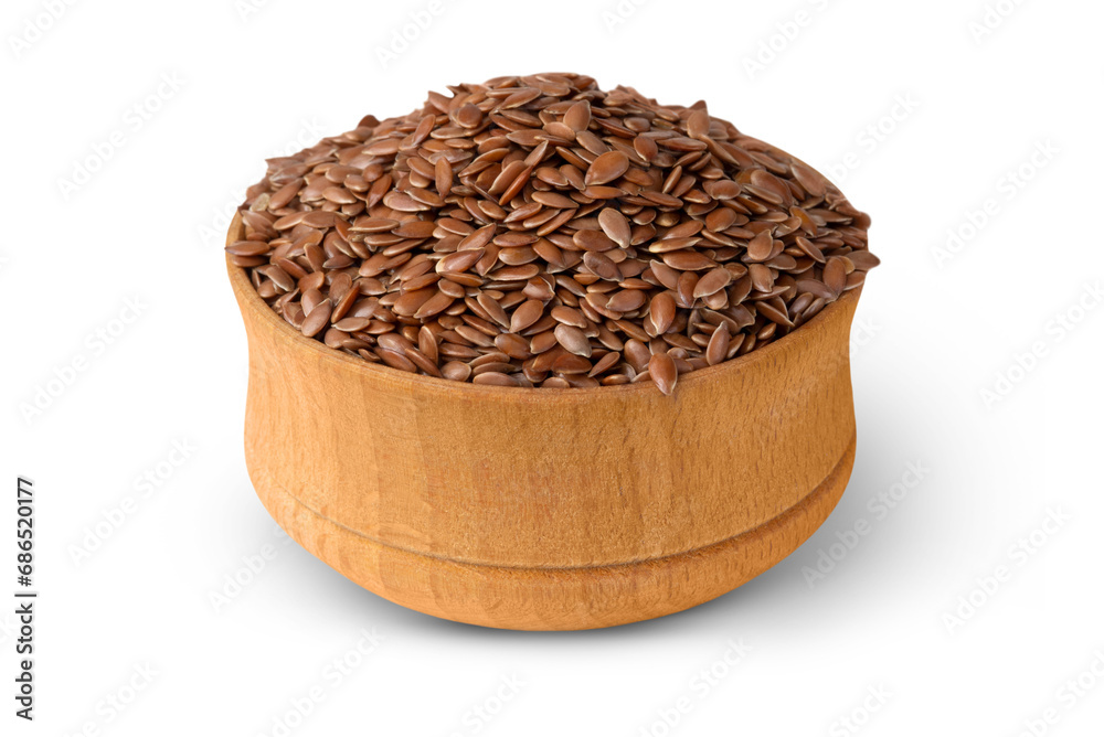 Flax seeds in a wooden plate with shadow isolated on a transparent background. Flax seeds in a wooden plate with shadow isolated on a transparent background.