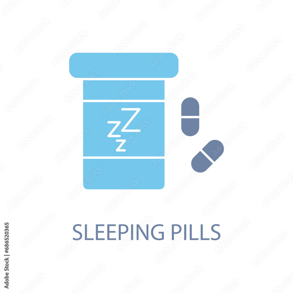 Sleeping pills concept line icon. Simple element illustration. Sleeping