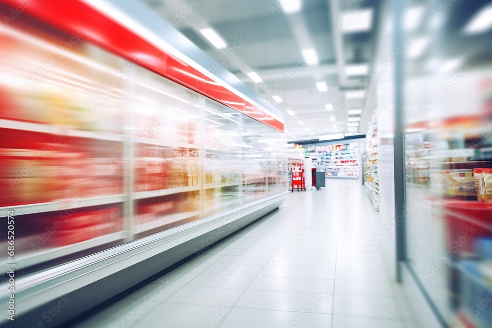 Bright modern Blurred Supermarket Grocery Shelf