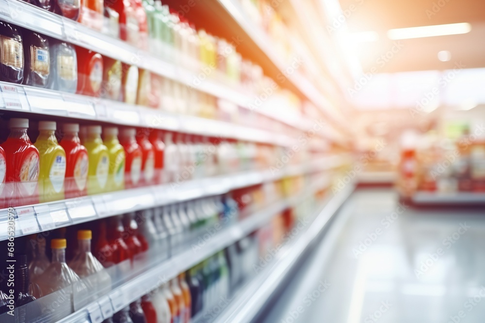 Bright modern Blurred Supermarket Grocery Shelf Bright modern Blurred Supermarket Grocery Shelf