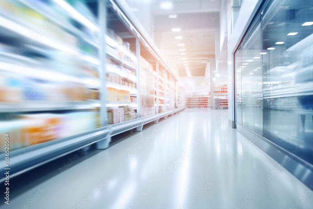 Bright modern Blurred Supermarket Grocery Shelf Bright modern Blurred Supermarket Grocery Shelf