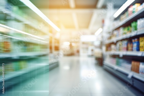 Bright modern Blurred Supermarket Grocery Shelf