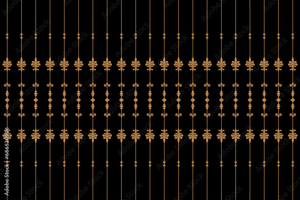 Ornate of vintage style pattern. Royal style gold on black background ...