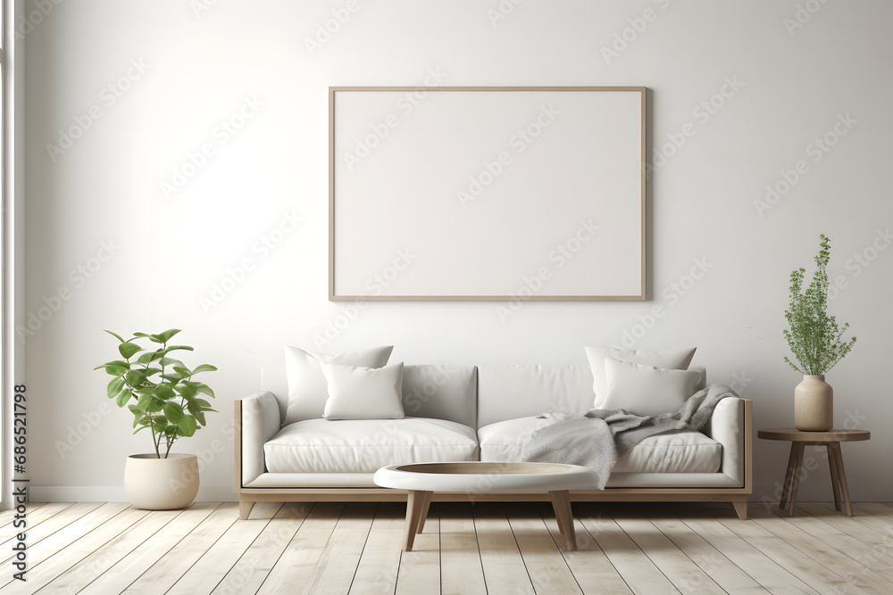 Gallery wall mockup in interior 3d rendering. generative ai.