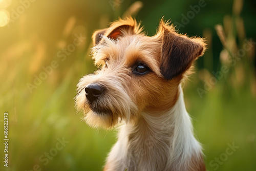 Portrait of terrier in the summer park