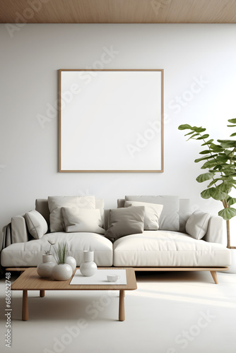 Home mockup, contemporary minimalist living room interior. generative ai. © raza