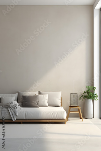 Home mockup, contemporary minimalist living room interior. generative ai.