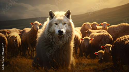 Wolf between sheeps
