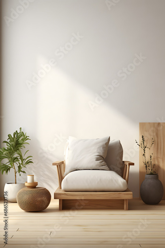 Home mockup  cozy interior background 3d render. generative ai.