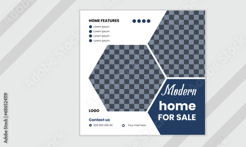 Real estate home Instagram social media post vector design template.