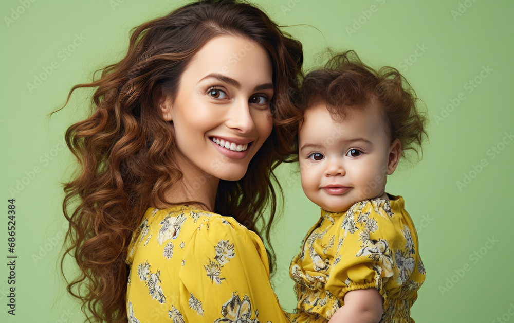 Smiling vogue mother holding her baby with love Smiling vogue mother holding her baby with love