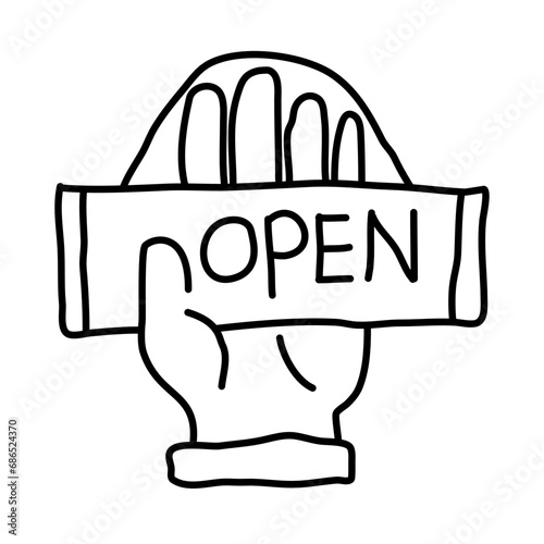 open sign of hand drawn e-commerce icons