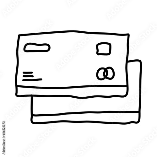 debit payment card of hand drawn e-commerce icons