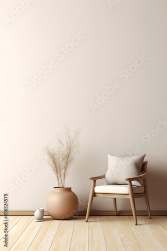 Home mockup  minimalist decorated interior background 3d render. generative ai.