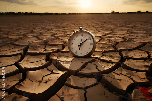 The image should convey a sense of urgency and impact, with visual elements symbolizing scarcity, drought, and conflict