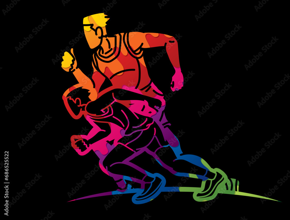 Group of People Running Action Marathon Runner Cartoon Sport Graphic Vector Group of People Running Action Marathon Runner Cartoon Sport Graphic Vector