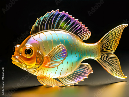 Generative AI illustrations of colorful fish portraits