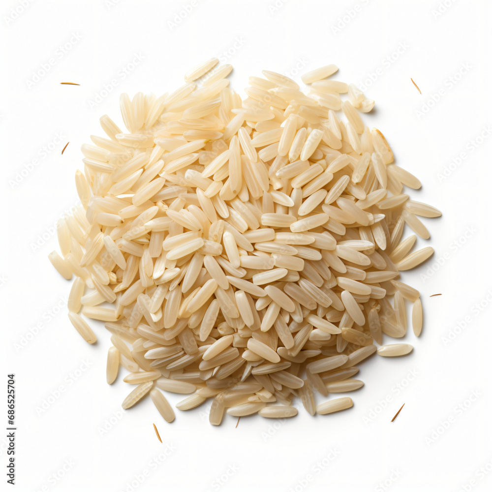 Grains rice isolated on white background