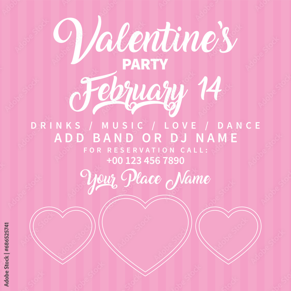 Valentine's day party  poster flyer or social media post design