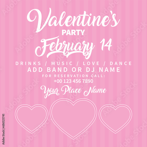 Valentine's day party poster flyer or social media post design