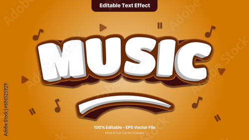 Editable text effects with brown and orange music theme, premium vector template style