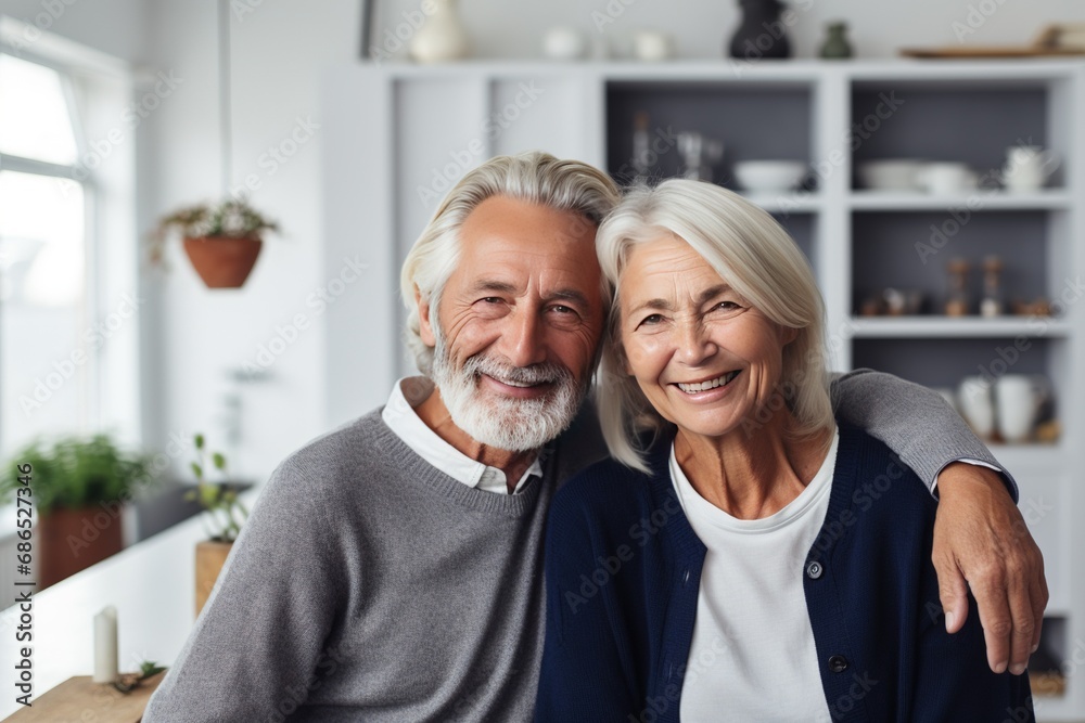 Joyful Elders: Senior Couple Relaxing in Living Room Bliss The couple senior couple smiles and talks on sofa in the living room Joyful Elders: Senior Couple Relaxing in Living Room Bliss The couple senior couple smiles and talks on sofa in the living room