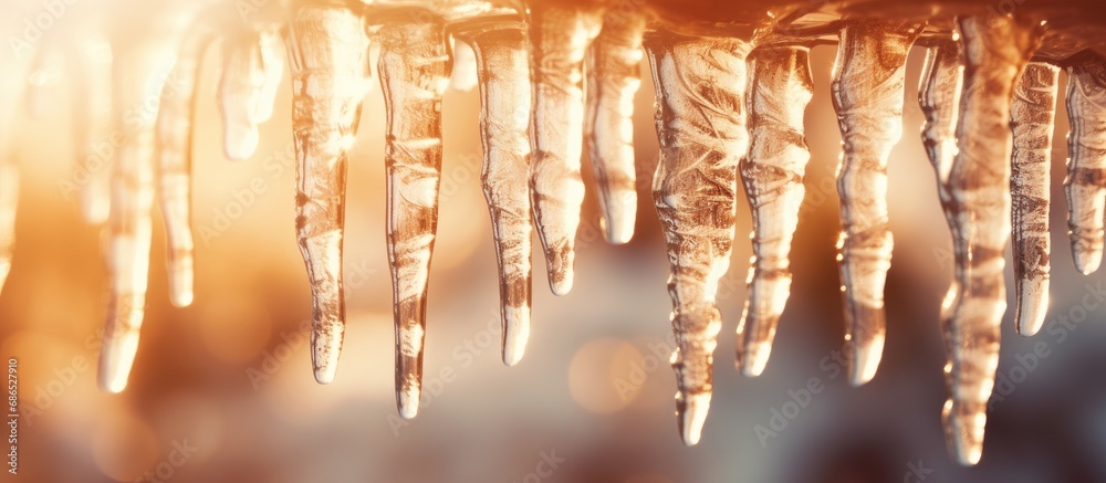 Closeup of winter icicles. Closeup of winter icicles.