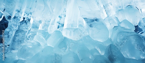 Detail of icicles in an Antarctic iceberg's aqua grotto at Cape Adare. photo