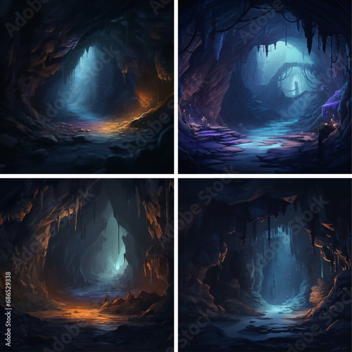mysterious darkness fairy jungle painting magic stream deep fantasy fog inside path scenery hole