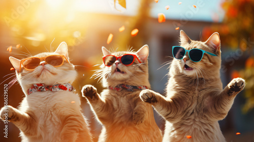 Dancing cats Cats in sunglasses are joyfully dancing © Aki