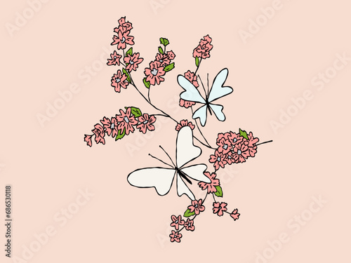  Сherry blossoms and butterflies romance
